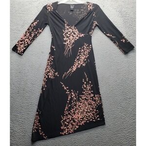 Max & Cleo Bodycon Dress Womens XS Multi Floral Surplice Neck Asymmetrical Hem